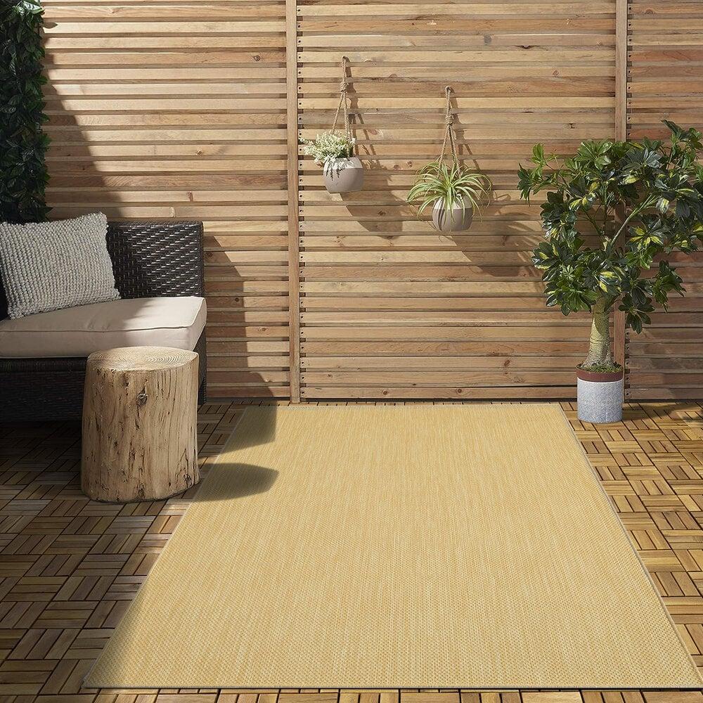 Flycarpets Nilus Laagpolig Effen Geel Vloerkleed - Indoor En Outdoor