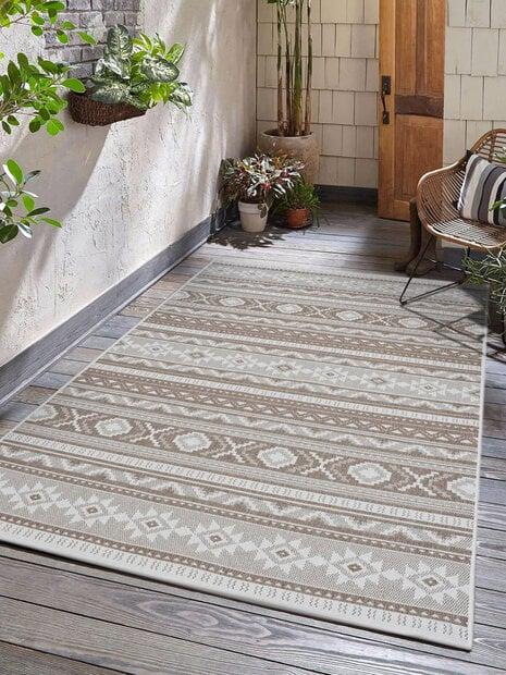 flycarpets Omkeerbaar Binnen- En Buitenkleed - Terrazo Nomad Aztec Beige/Naturel