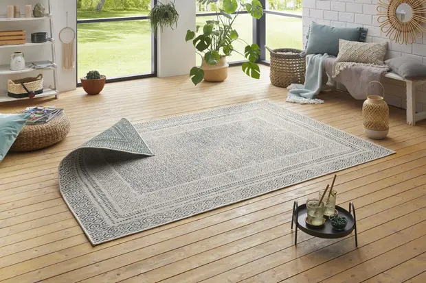 flycarpets Omkeerbaar Binnen - En Buitenkleed - Vintage Retro Groen