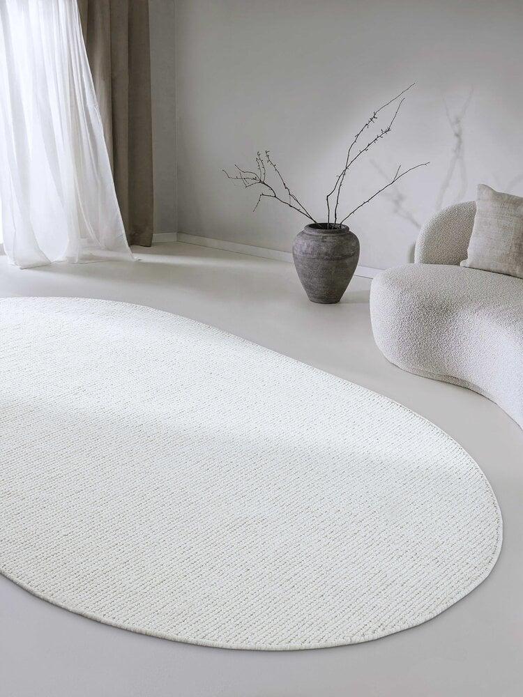 Flycarpets Ovaal Wollen Vloerkleed - Francois Wit/Crème