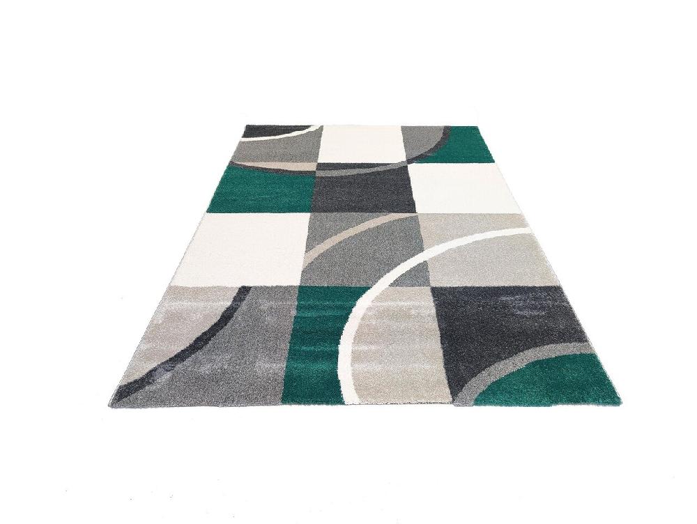 Flycarpets Palermo Modern Groen / Grijs Vloerkleed - Geblokt