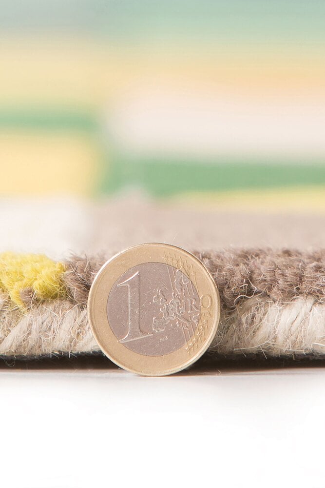 Flycarpets Prism Vloerkleed - Laagpolig - 100% Wol - Driehoek Modern - Groen / Multi