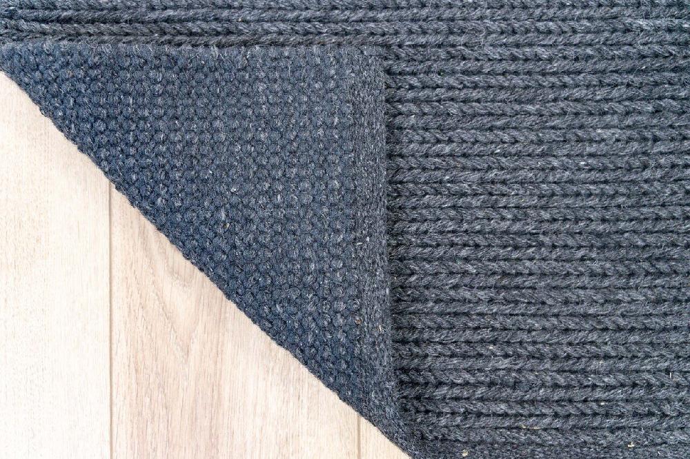 Flycarpets Rati Vloerkleed - Handgeweven Wol Gevlochten Modern - Antraciet