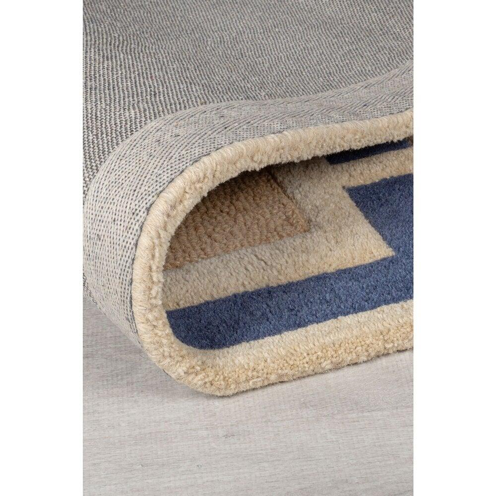 Flycarpets Retro Vloerkleed Geblokt - Handgetuft Gekleurd - Blauw / Multi