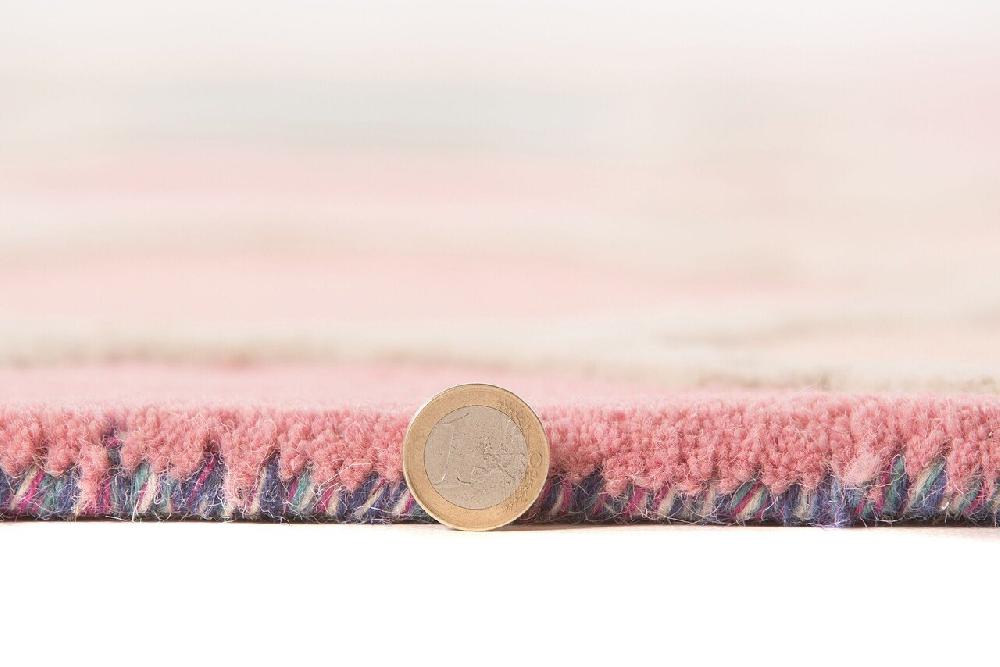 Flycarpets Reverie Vloerkleed - Laagpolig - 100% Wol - Barok Design Modern - Roze / Blauw