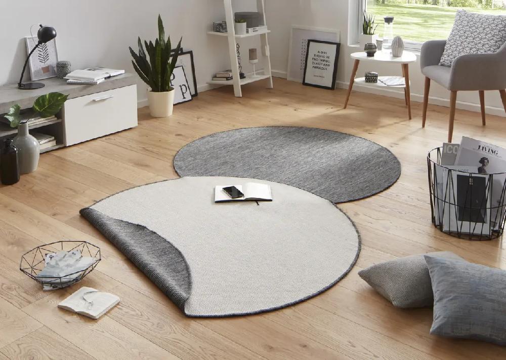 Flycarpets Rond Binnen & Buiten Omkeerbaar Vloerkleed - Miami Grijs