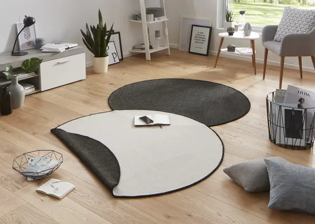 flycarpets Rond Binnen & Buiten Omkeerbaar vloerkleed - Miami Zwart