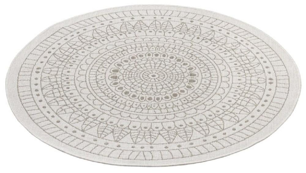 Flycarpets Rond Binnen & Buitenkleed Omkeerbaar - Porto Beige/Crème