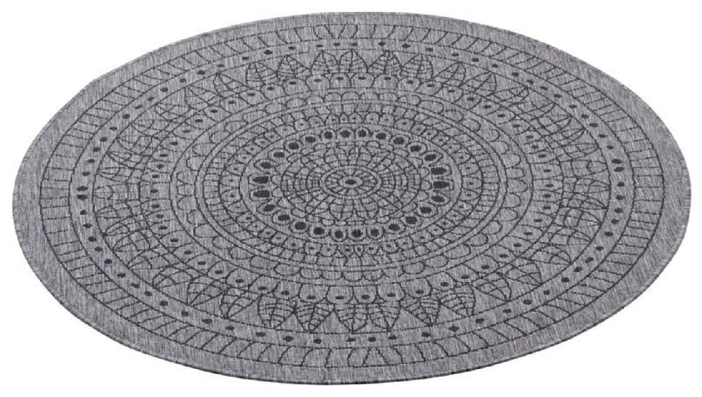 Flycarpets Rond Binnen & Buitenkleed Omkeerbaar - Porto Grijs/Antraciet