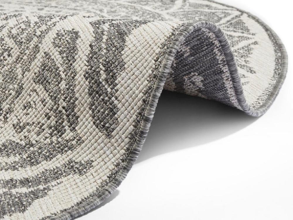 Flycarpets Rond Binnen & Buitenkleed Omkeerbaar - Siruma Grijs/Crème