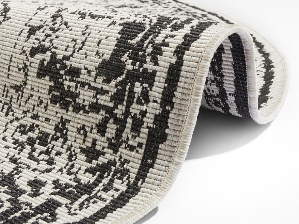 Flycarpets Rond Binnen- En Buitenkleed Omkeerbaar - Borbon Zwart/Crème