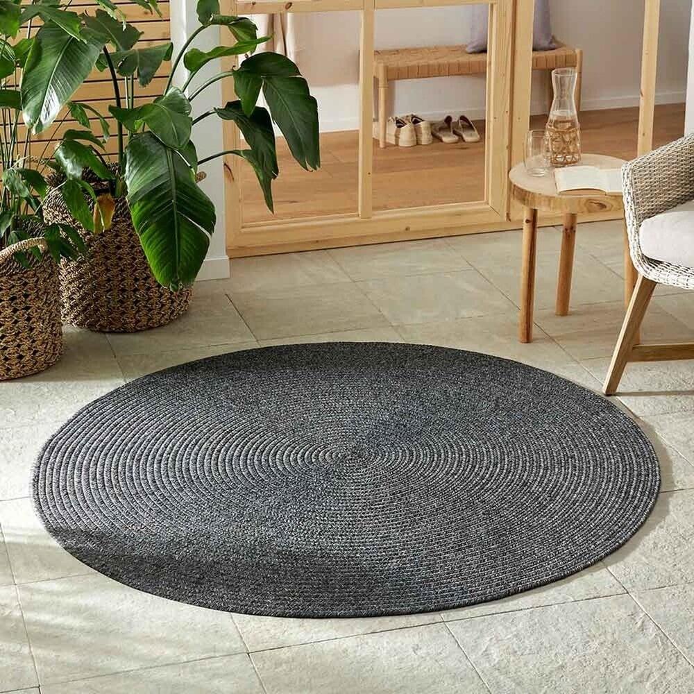 Flycarpets Rond Binnen- En Buitenkleed - Trenzado Donkergrijs