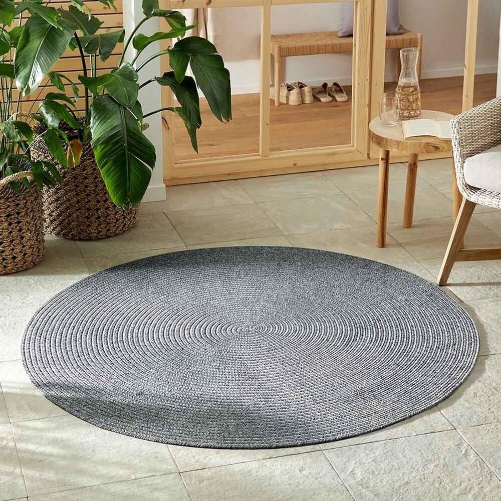 Flycarpets Rond Binnen- En Buitenkleed - Trenzado Grijs