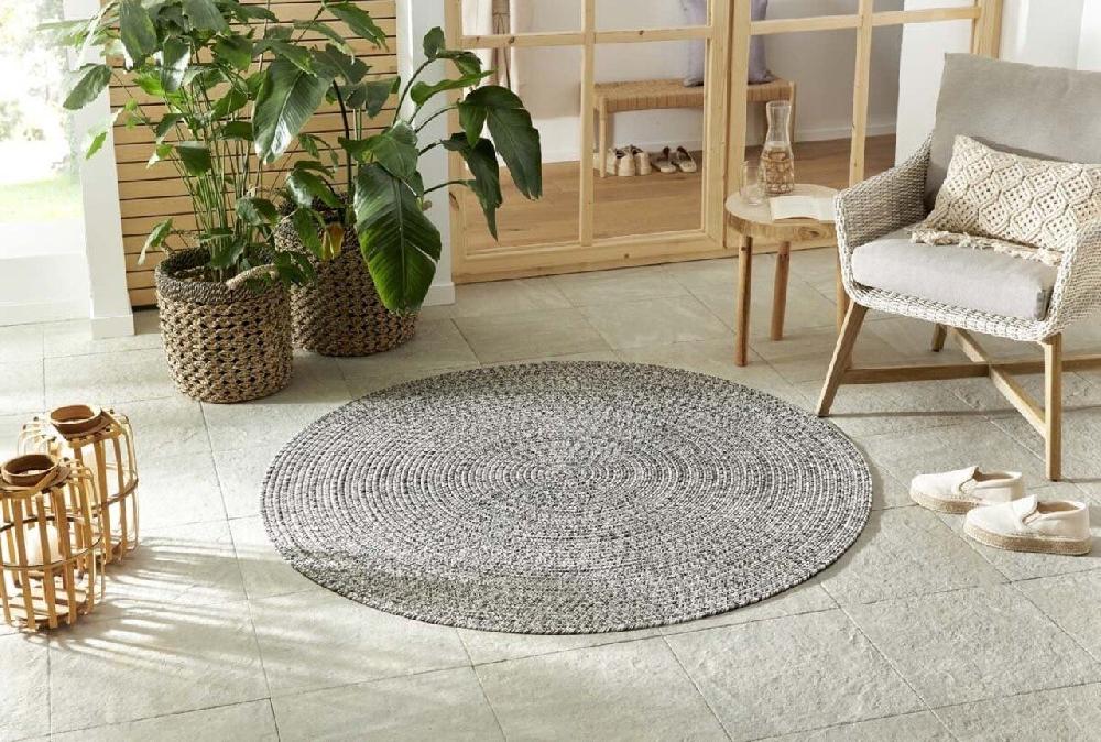 Flycarpets Rond Binnen- En Buitenkleed - Trenzado Grijs Gemeleerd