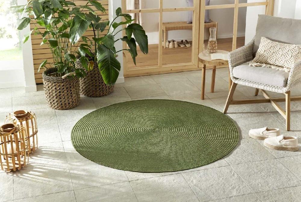 Flycarpets Rond Binnen- En Buitenkleed - Trenzado Groen