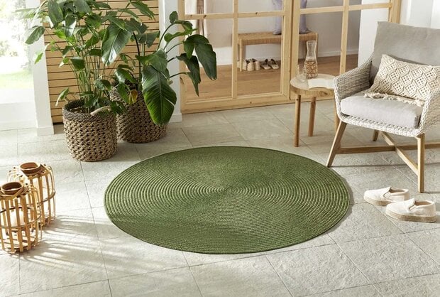 flycarpets Rond Binnen- En Buitenkleed - Trenzado Groen
