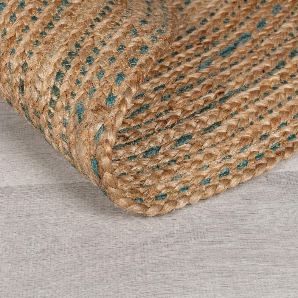 Flycarpets Rond Jute Vloerkleed - Capri - Jute - Naturel / Blauw : Boho Chic & Natuurlijke Elegantie