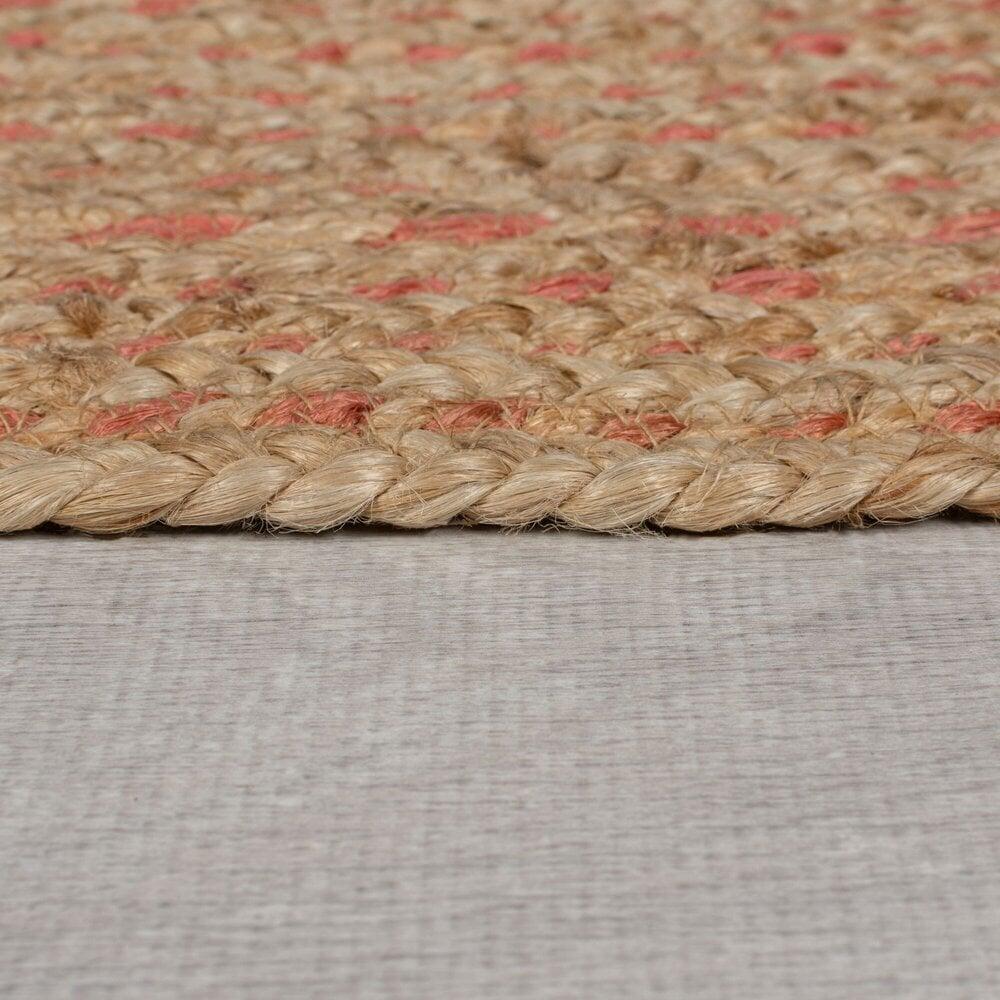 Flycarpets Rond Jute Vloerkleed - Capri - Jute - Naturel / Koraalkleur : Boho Chic & Natuurlijke Elegantie