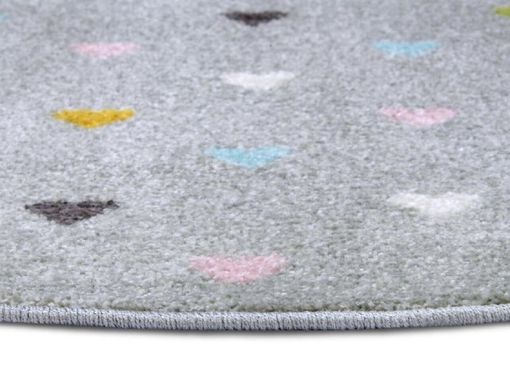 Flycarpets Rond Kindervloerkleed - Adventures Hartjes Grijs/Multicolor
