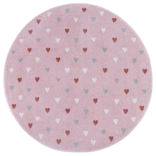 flycarpets Rond Kindervloerkleed - Adventures Hartjes Roze
