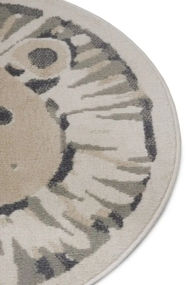 Flycarpets Rond Kindervloerkleed - Adventures Leeuw Beige/Grijs