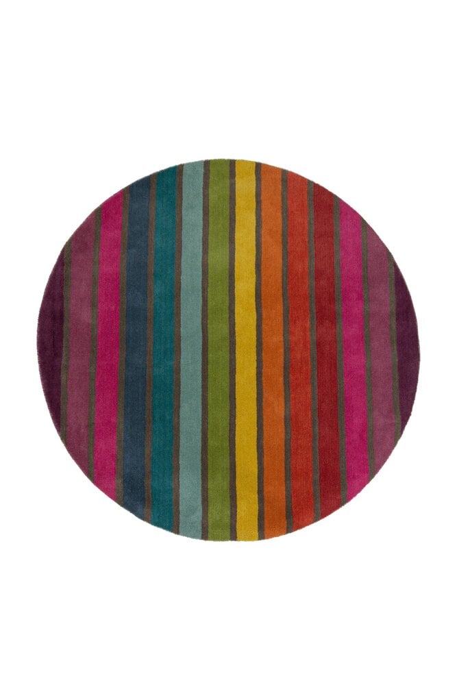 Flycarpets Rond Modern Vloerkleed - Candy - Laagpolig - Gestreept - Multi: Levendige Luxe & Duurzaamheid