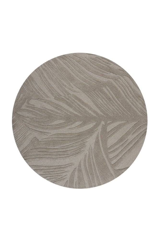 Flycarpets Rond Modern Wollen Vloerkleed - Lino Leaf Grijs