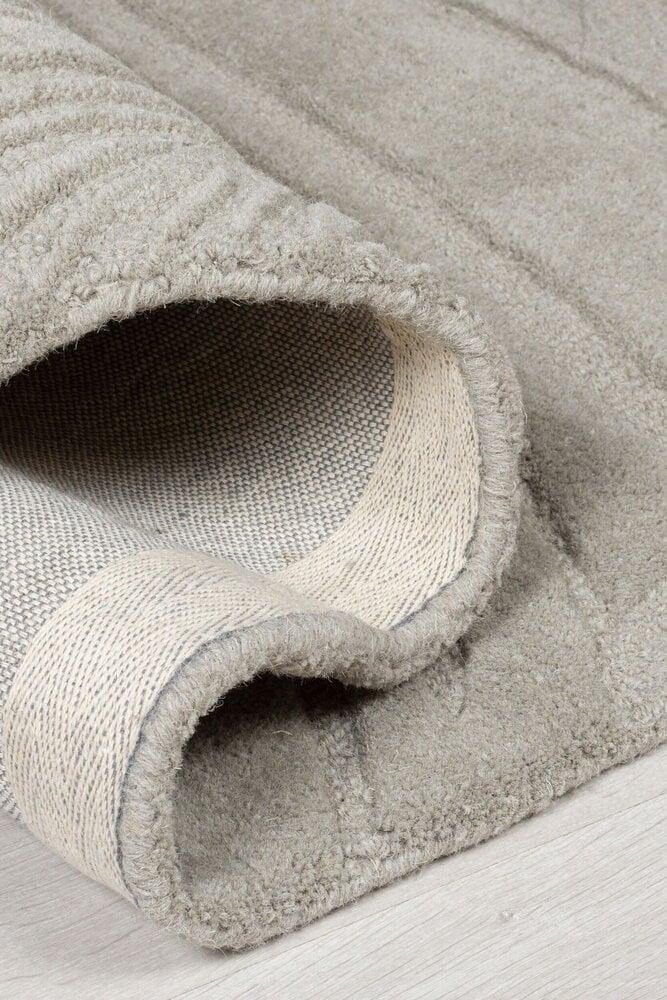 Flycarpets Rond Modern Wollen Vloerkleed - Lino Leaf Grijs