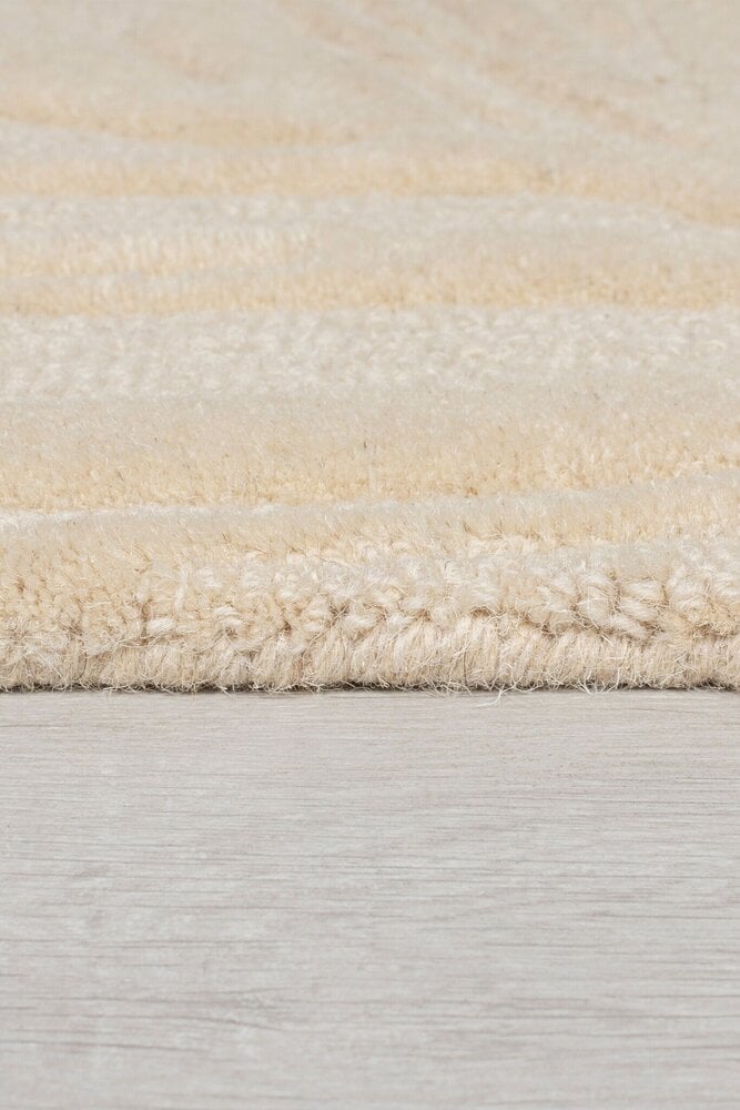 Flycarpets Rond Modern Wollen Vloerkleed - Lino Leaf Naturel / Crème