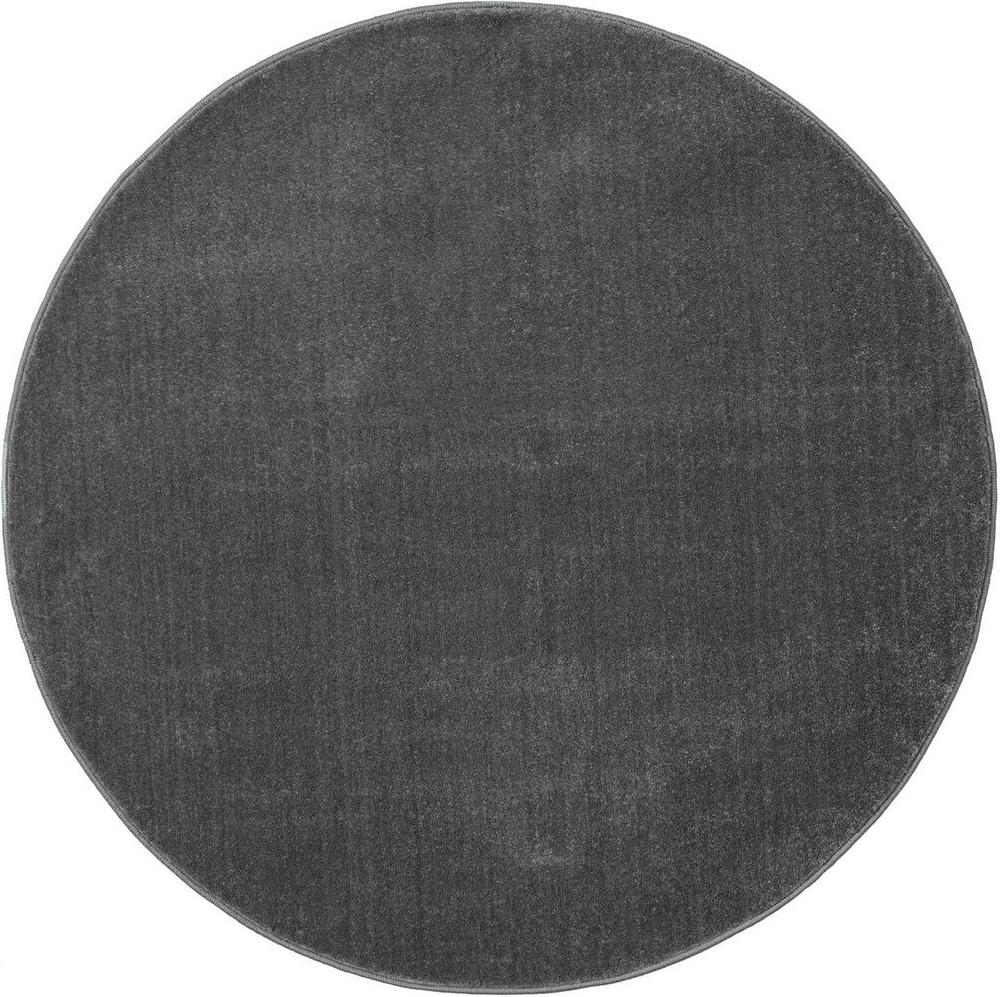 Flycarpets Rond Mono Vloerkleed - Effen Modern - Donkergrijs