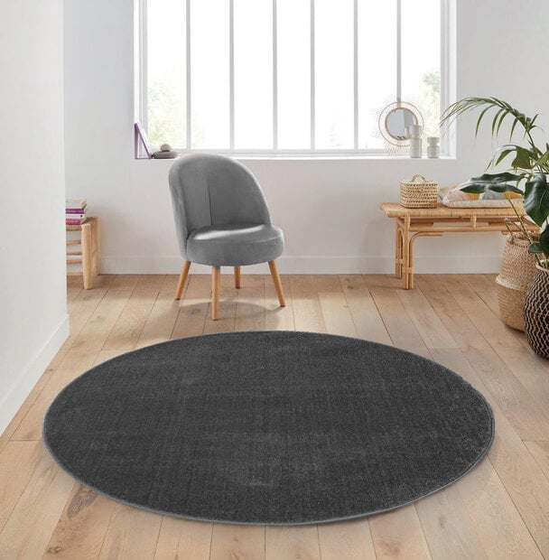 flycarpets Rond Mono vloerkleed - Effen Modern - Donkergrijs