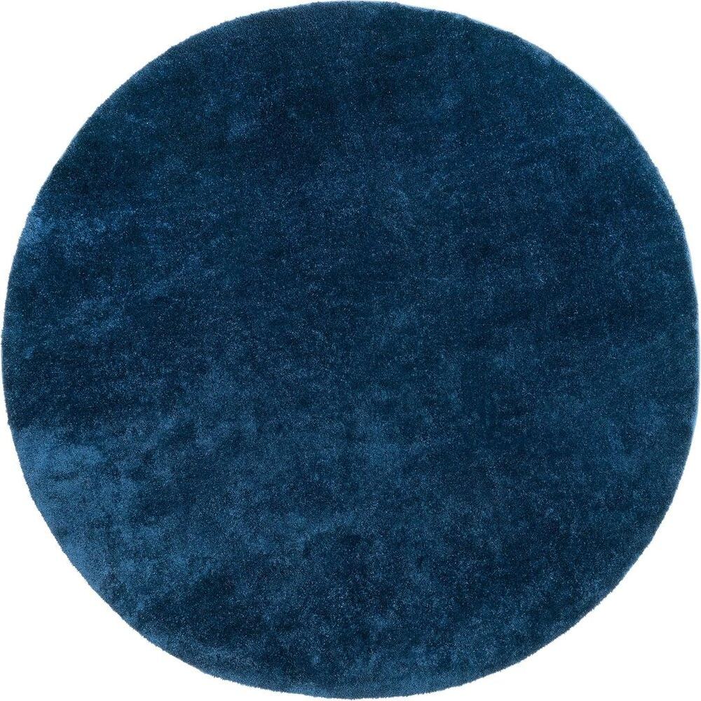 Flycarpets Rond Wasbaar Vloerkleed - Solid Donker Blauw / Navy