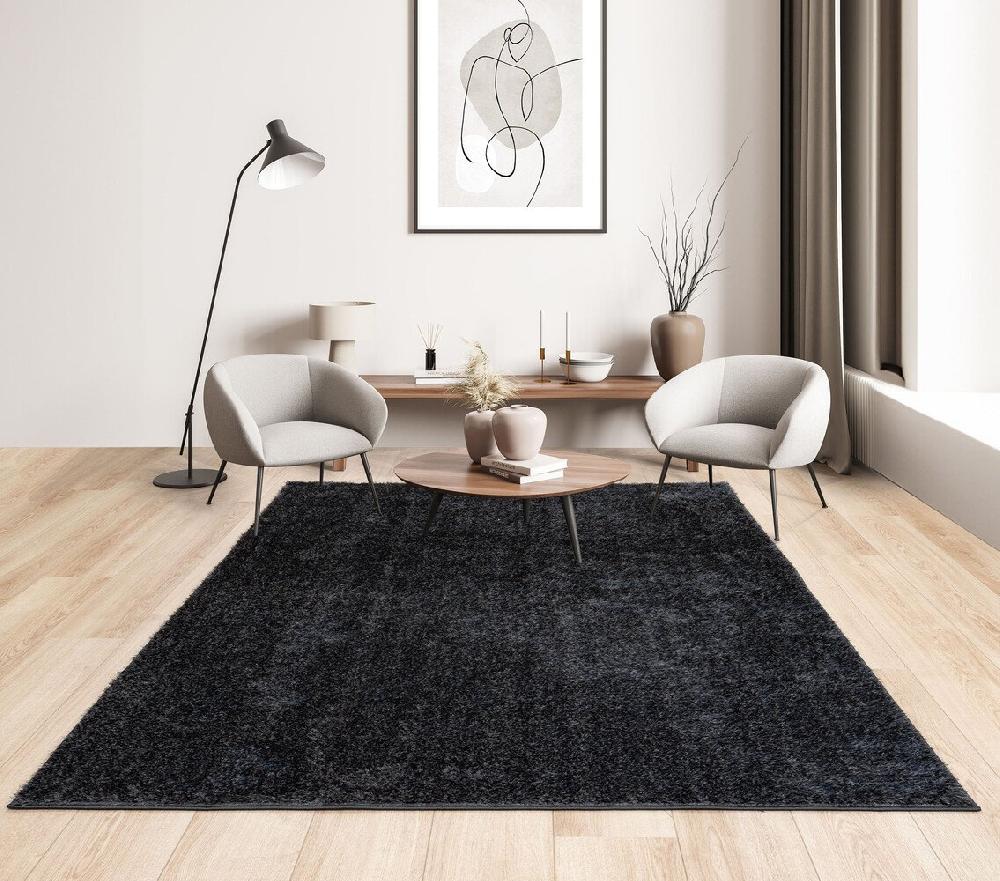 Flycarpets Rosia Vloerkleed - Effen Uni & Wasbaar Hoogpolig - Antraciet