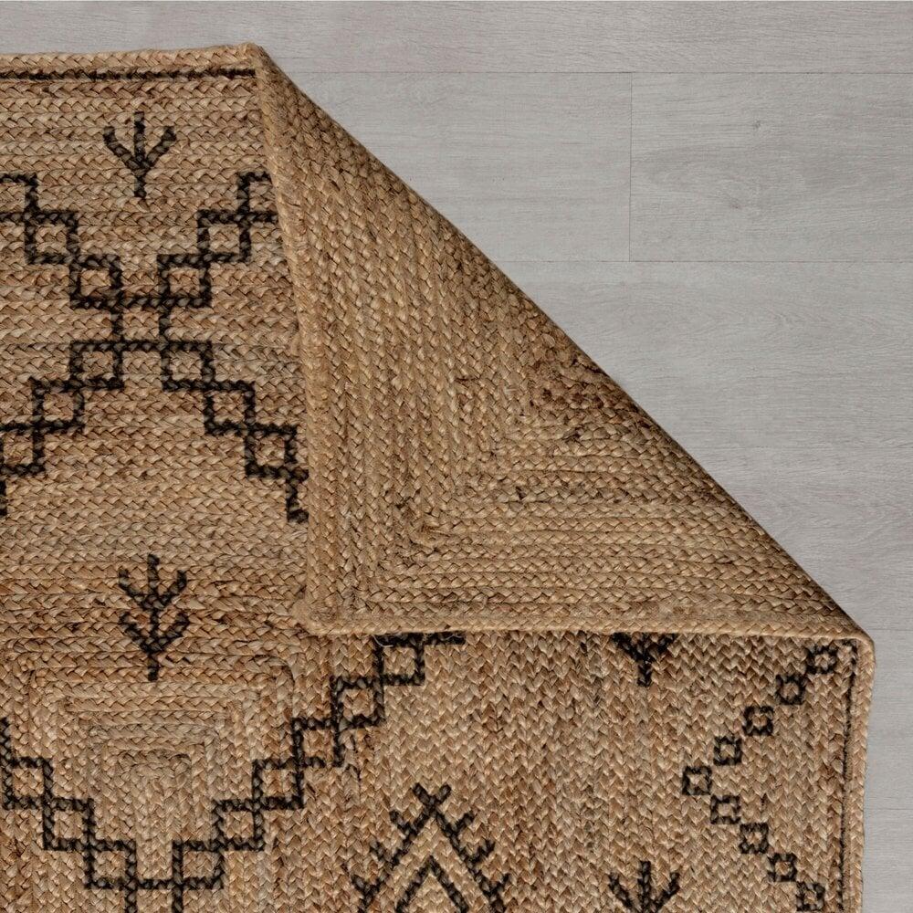 Flycarpets Rowen Patterned Laagpolig Jute Vloerkleed - Natuurlijk & Trendy