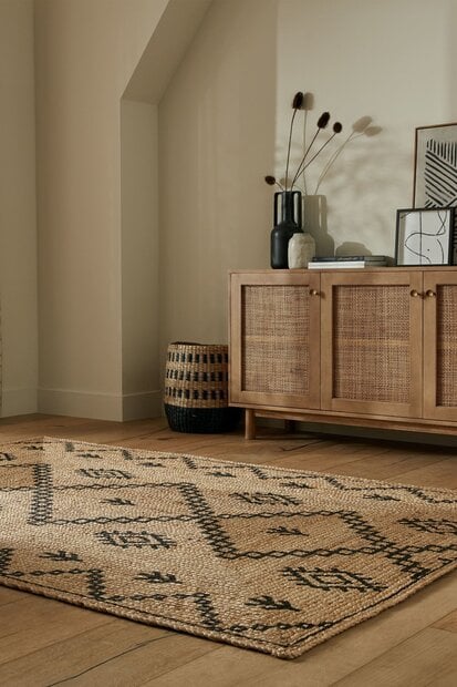 flycarpets Rowen Patterned Laagpolig Jute Vloerkleed - Natuurlijk & Trendy