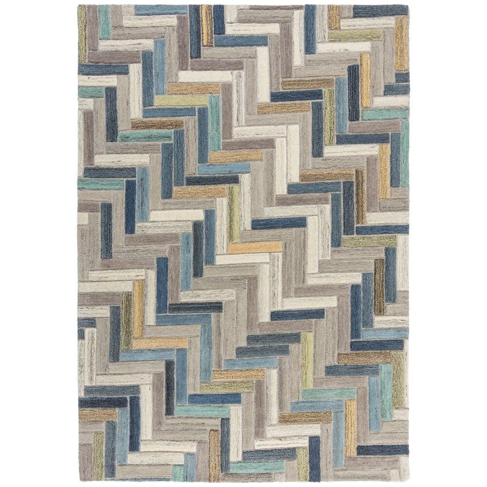 Flycarpets Russo Vloerkleed - Laagpolig - 100% Wol - Geo Modern - Naturel / Multi