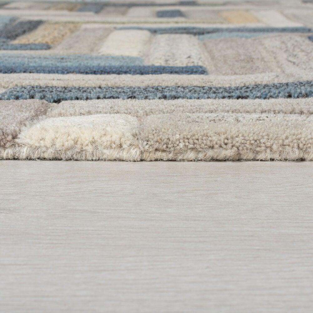 Flycarpets Russo Vloerkleed - Laagpolig - 100% Wol - Geo Modern - Naturel / Multi