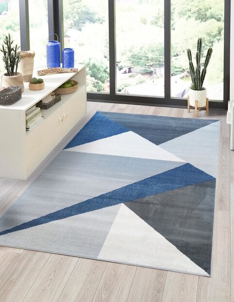 flycarpets Sarande Modern Grijs / Blauw vloerkleed - Geo
