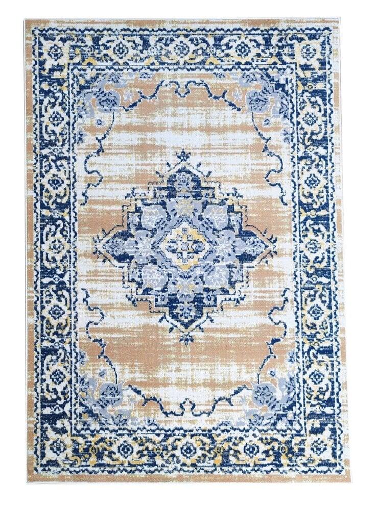 Flycarpets Sarande Vintage Beige / Geel / Blauw Vloerkleed - Medaillon