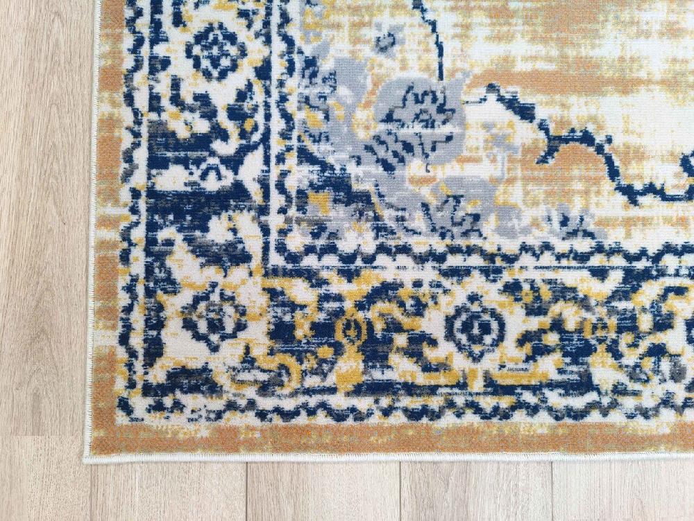 Flycarpets Sarande Vintage Beige / Geel / Blauw Vloerkleed - Medaillon