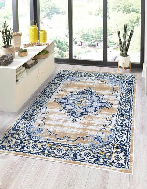 flycarpets Sarande Vintage Beige / Geel / Blauw vloerkleed - Medaillon