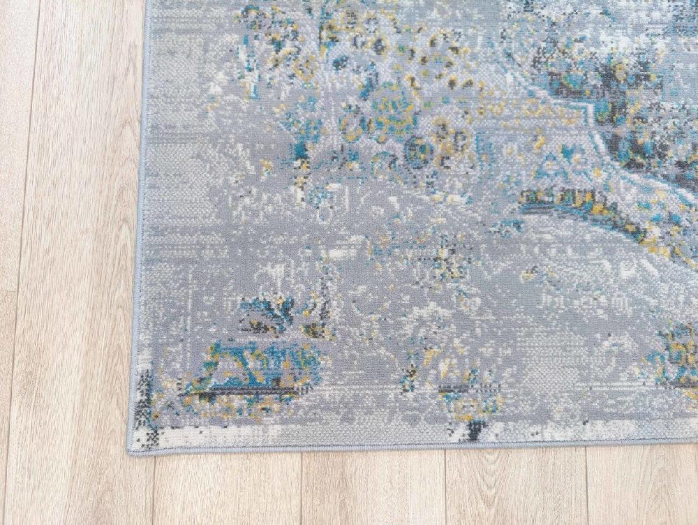 Flycarpets Sarande Vintage Grijs / Geel / Blauw Vloerkleed