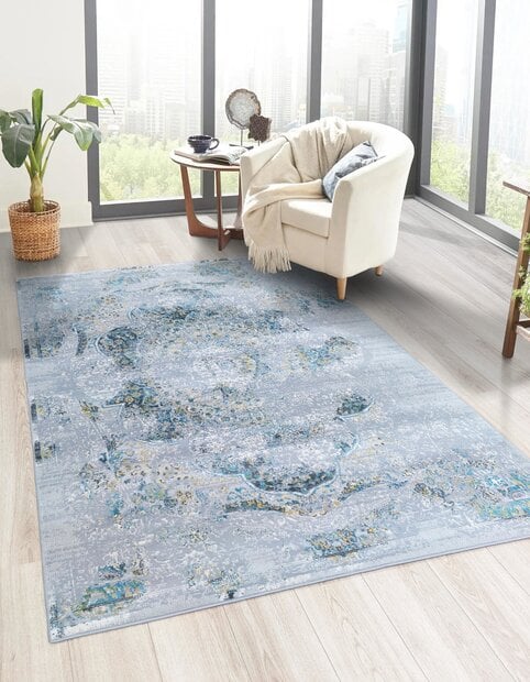 flycarpets Sarande Vintage Grijs / Geel / Blauw vloerkleed flycarpets Sarande Vintage Grijs / Geel / Blauw vloerkleed