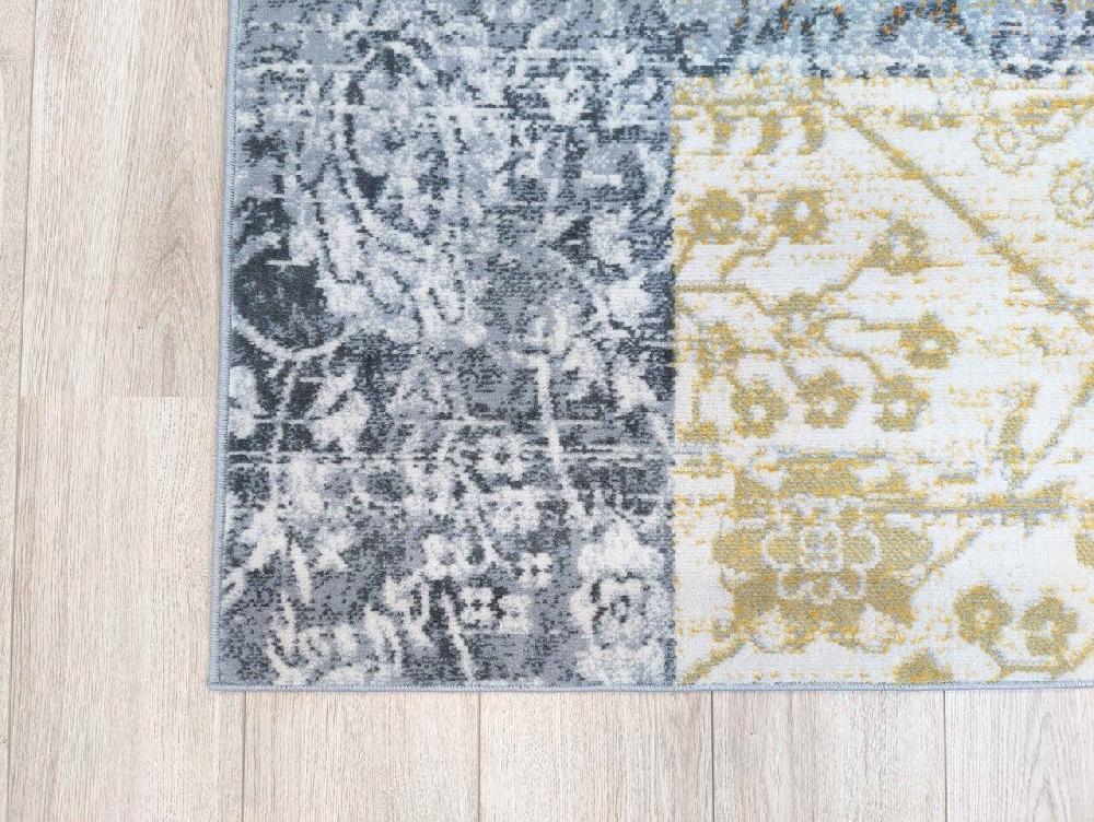 Flycarpets Sarande Vintage Grijs / Geel Vloerkleed - Patchwork Design