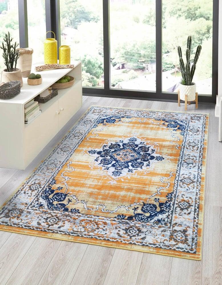 Flycarpets Sarande Vintage Oranje / Blauw Vloerkleed - Medaillon