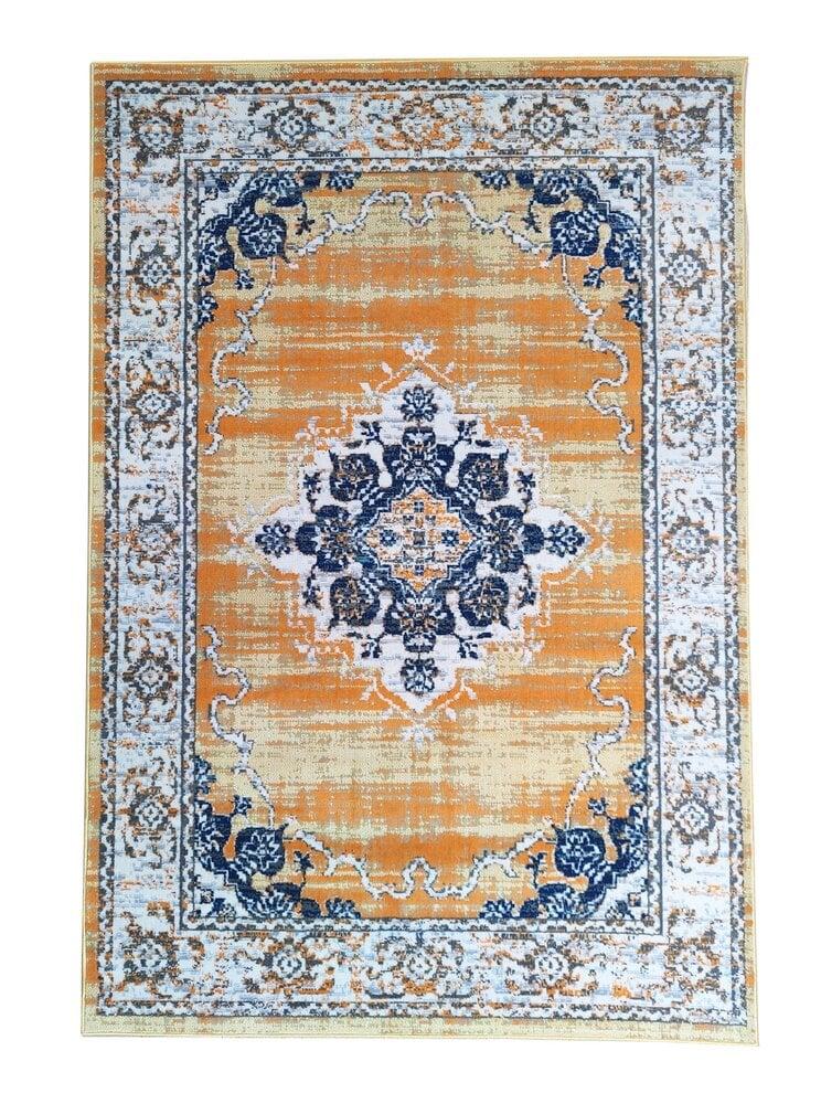 Flycarpets Sarande Vintage Oranje / Blauw Vloerkleed - Medaillon