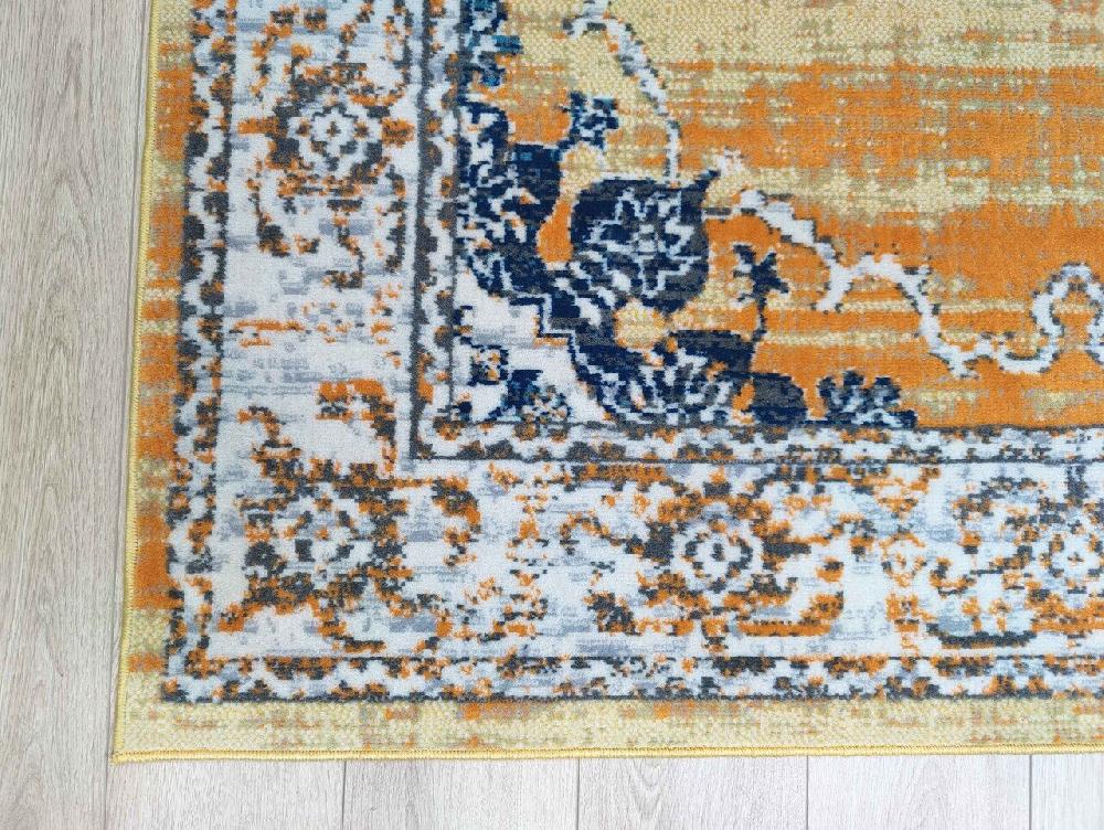 Flycarpets Sarande Vintage Oranje / Blauw Vloerkleed - Medaillon
