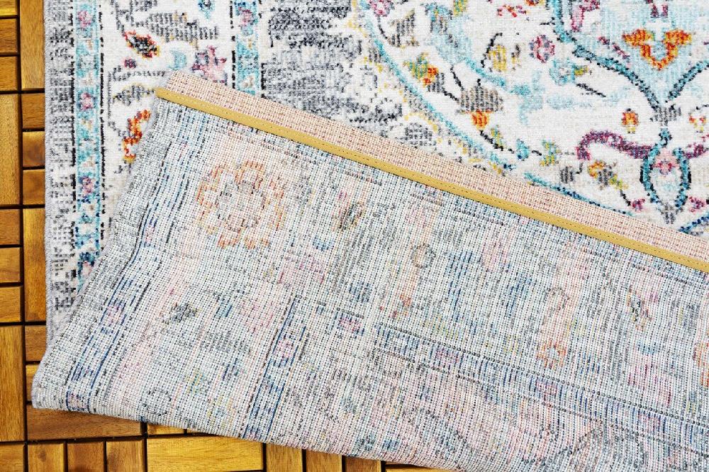 Flycarpets Sena Vintage Medaillon Grijs / Multi Vloerkleed - Indoor En Outdoor