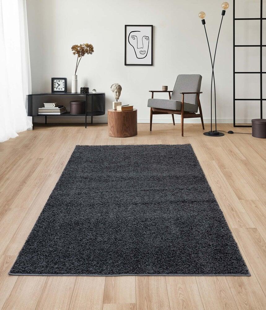 Flycarpets Sida Vloerkleed - Effen Hoogpolig & Wasbaar - Antraciet