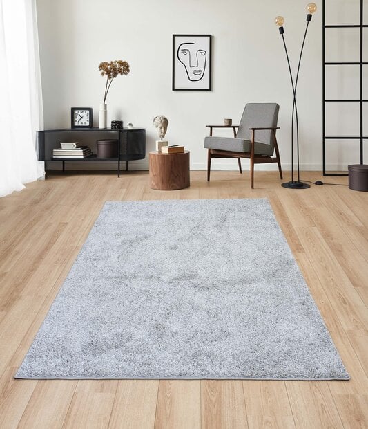 flycarpets Sida vloerkleed - Effen Hoogpolig & Wasbaar - Grijs